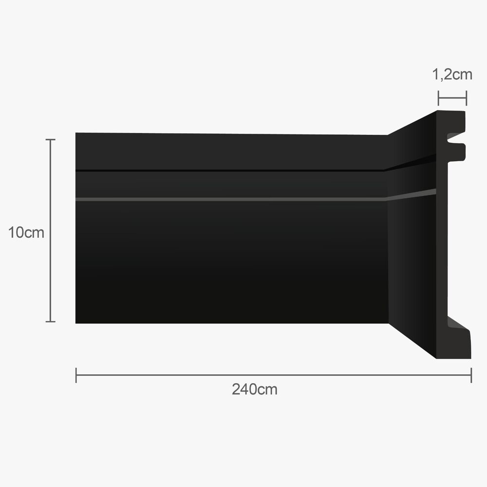Moldura Rodapé Ecopremium Frisado Preto 2,4mx10cm Ecomex Brasil