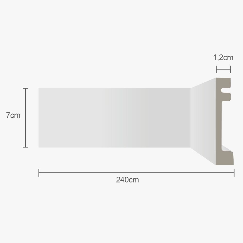 Moldura Rodapé 2,4m x 7cm Ecopremium Liso Branco Ecomex