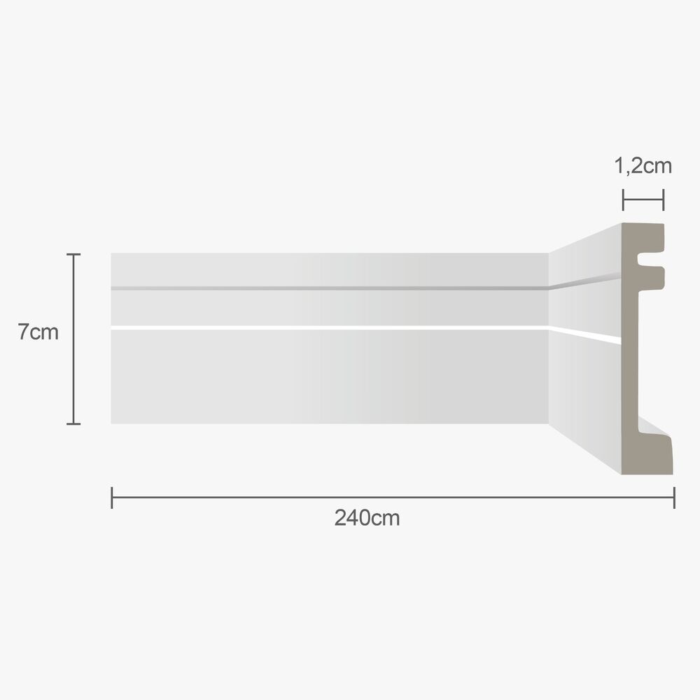Moldura Rodapé Ecopremium Frisado Branco 2,4mx7cm Ecomex Brasil