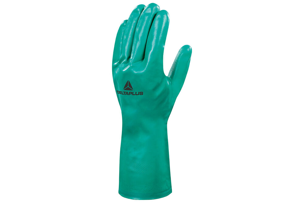 Luva Borracha Nitrilica Com Forro m 33cm Verde Delta Plus Brasil