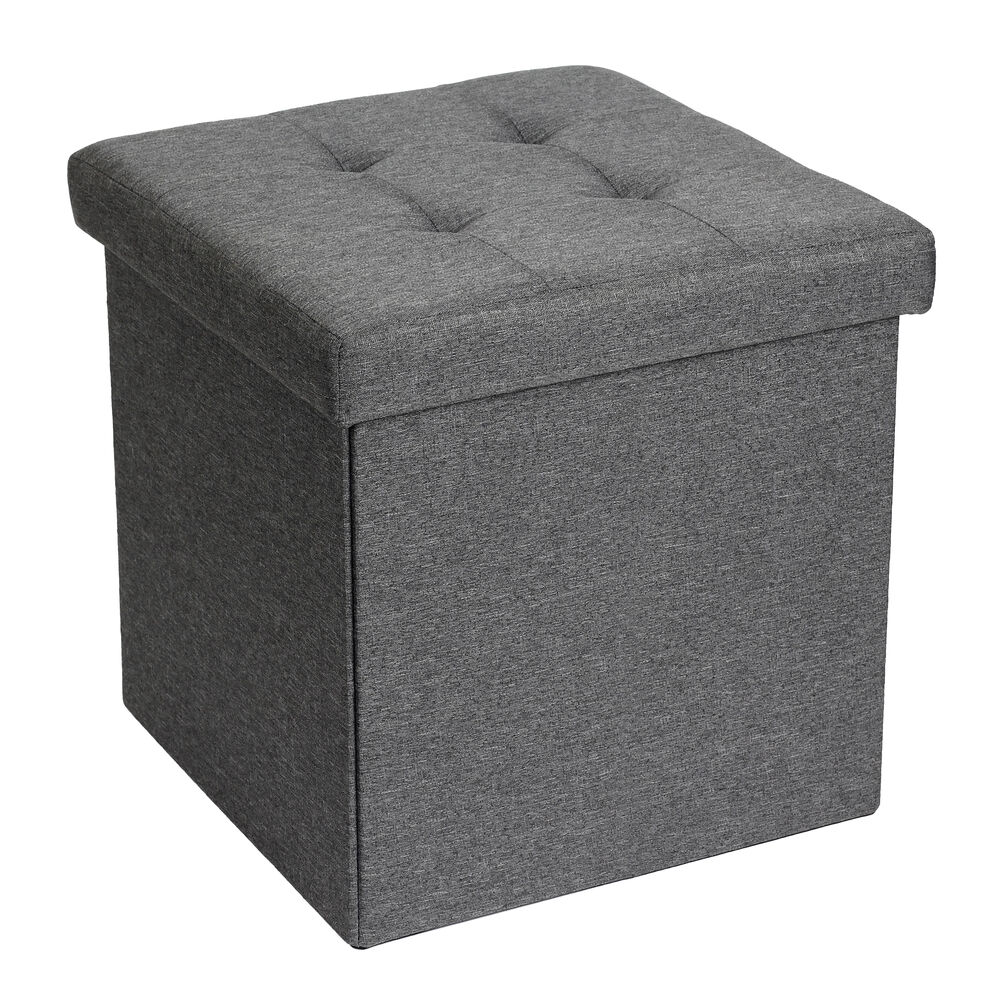 Puff Linho Bege 38x38 Diagonal