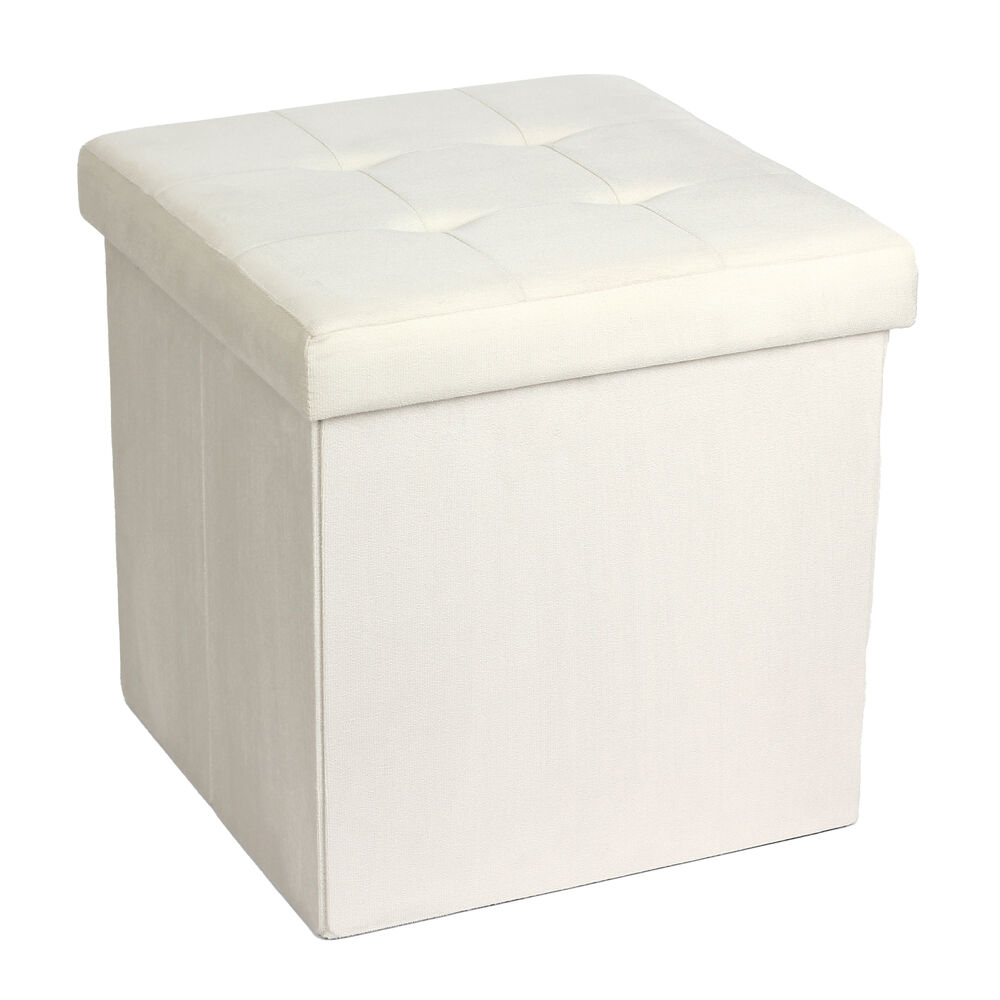 Puff Veludo Off White 38x38 Diagonal