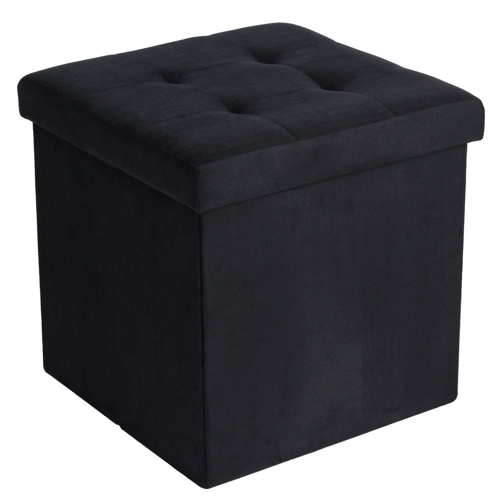 Puff Veludo Preto 38x38 Diagonal