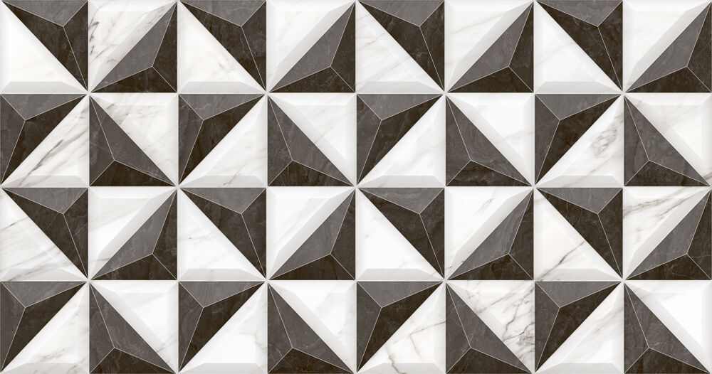 Piso Cerâmico Pr40601 Preto/branco Retificado Brilhante 40x75cm Ilhabella