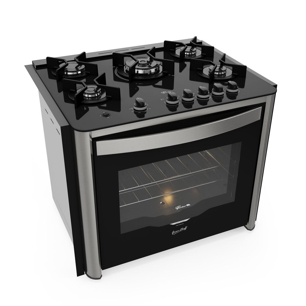 Fogão Gás 5 Bocas Gran Cheff Embutir Silver 127v Fischer