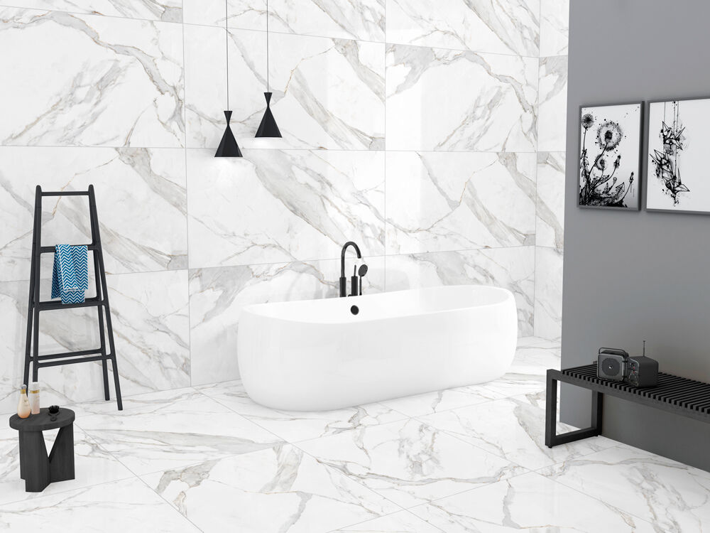 Revestimento de Parede 61x116cm Statuario Branco Cinza Ret Extra Ilhabella