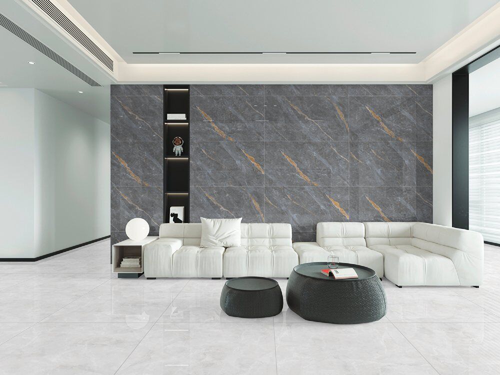 Piso Cerâmico Dommus Cinza Chumbo Retificado Polido 61x116cm Ilhabella