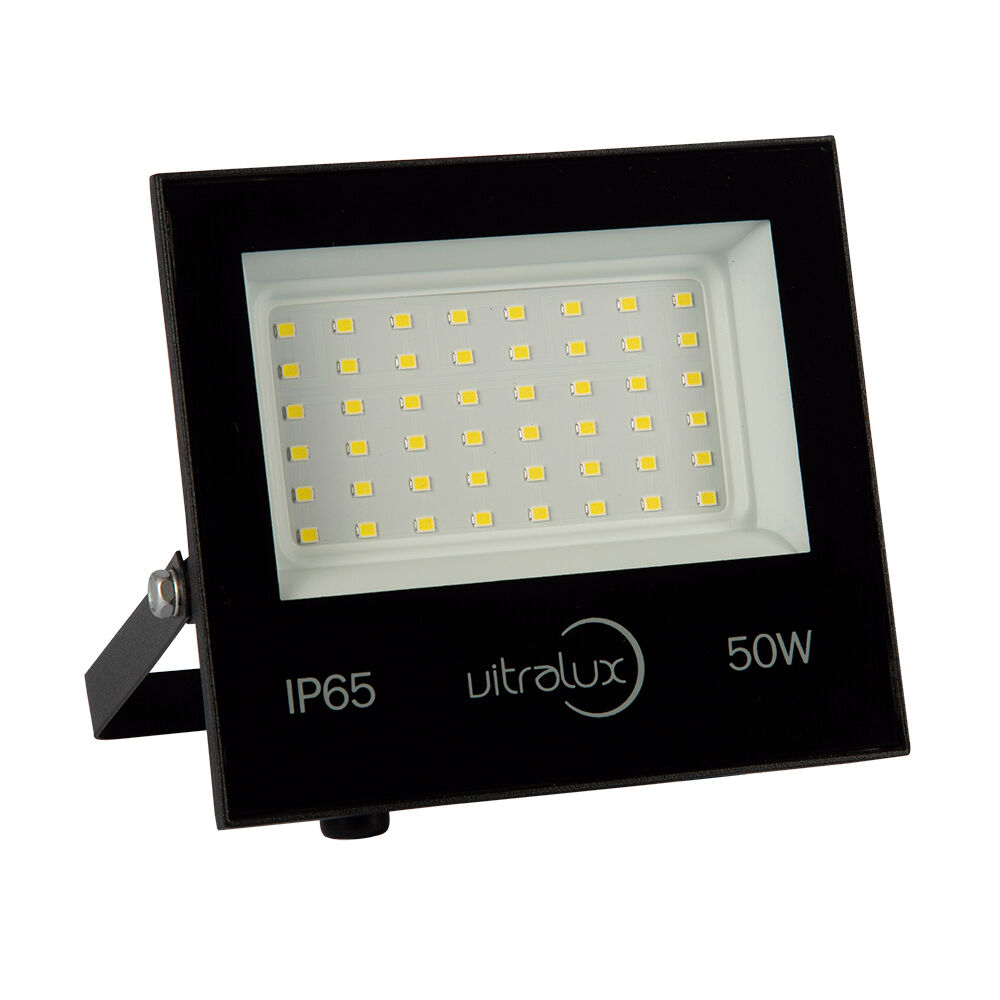 Refletor LED 50W Preto 6500K Bivolt Vitralux