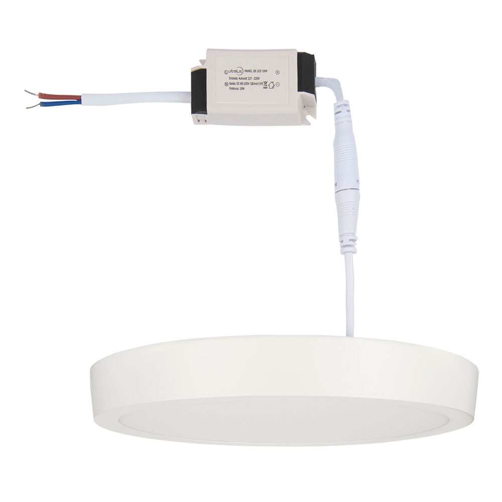 Painel LED Sobrepor Redondo 18W Branco 4000K Bivolt Vitralux