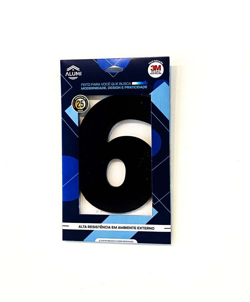 Numero Residencia 13cm Acm 6 Preto Kami Acrilicos