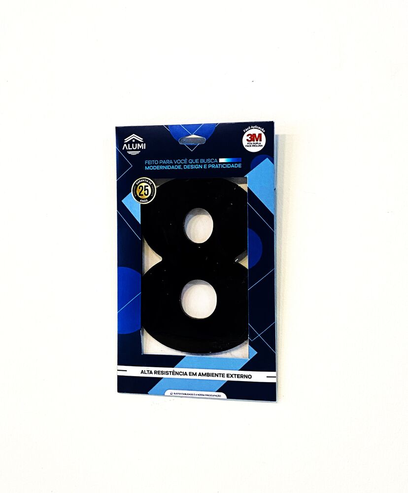 Numero Residencia 13cm Acm 8 Preto Kami Acrilicos