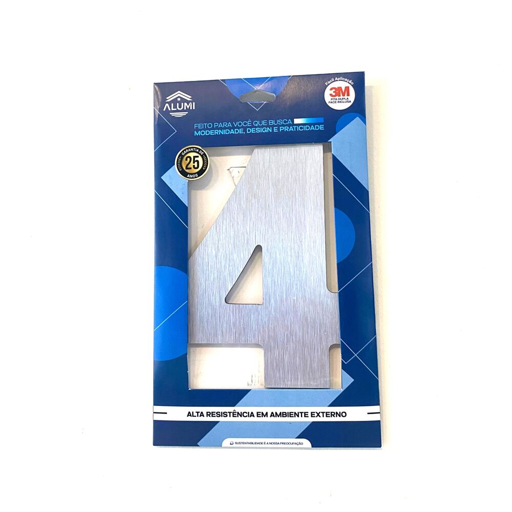 Numero Residencia 13cm Acm 4 Prata Esc Kami Acrilicos