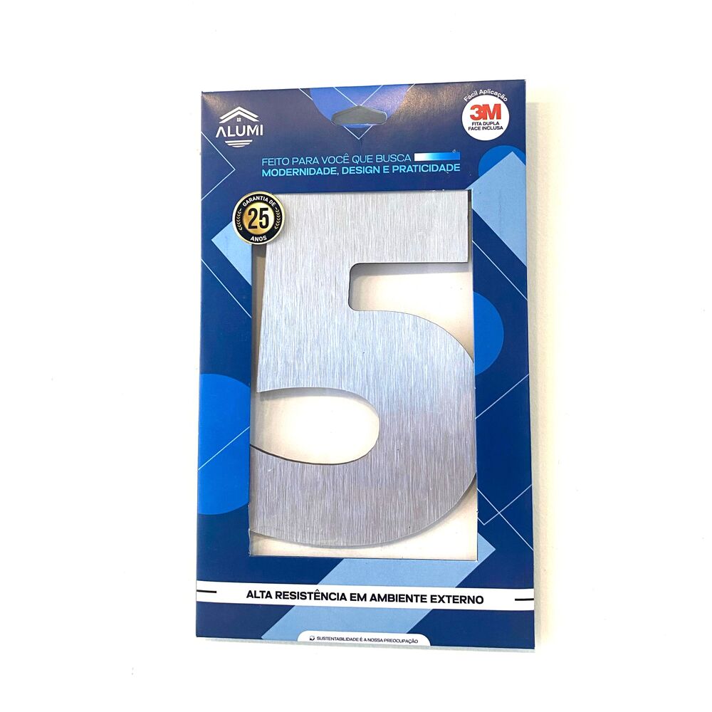 Numero Residencia 13cm Acm 5 Prata Esc Kami Acrilicos