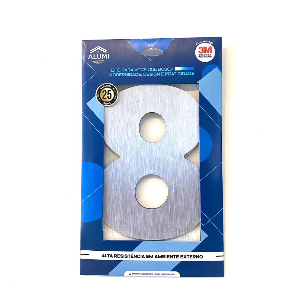 Numero Residencia 13cm Acm (8) Prata Esc Kami Acrilicos
