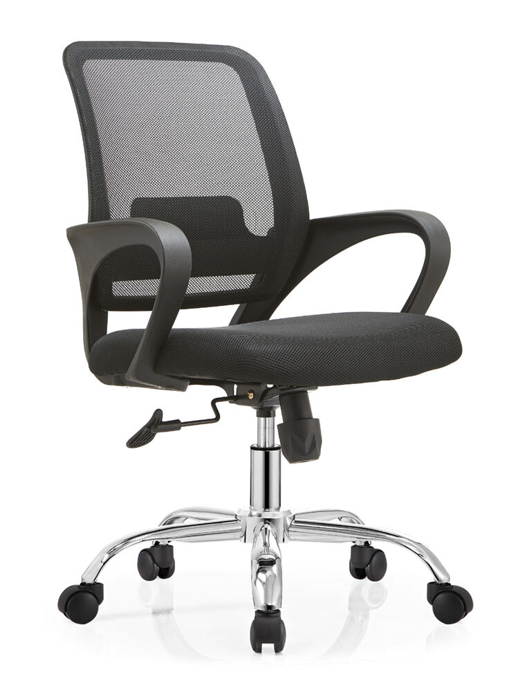 Cadeira de Escritório com Braços Hermes Preto Diagonal