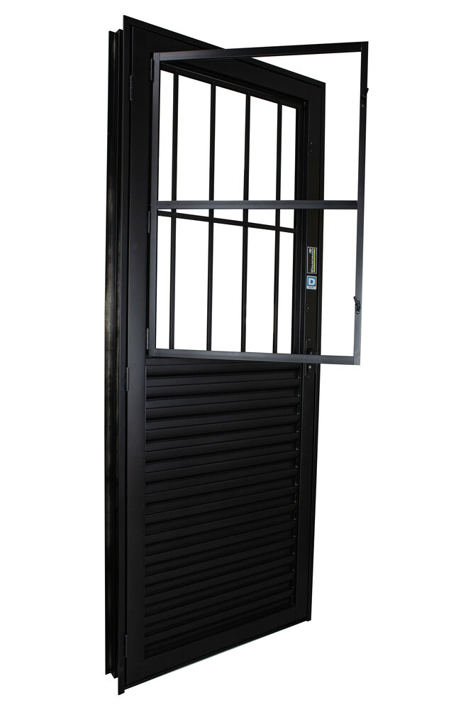 Porta de Abrir Alumínio 2,15M X 84CM R12 Postigo Standart Direita Preta CRV
