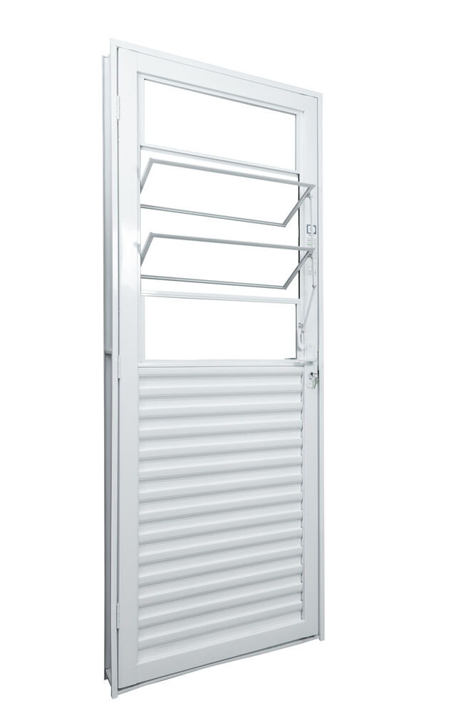 Porta de Abrir Alumínio 2,15M X 84CM R12 Basculante Standart Esquerda Branca CRV