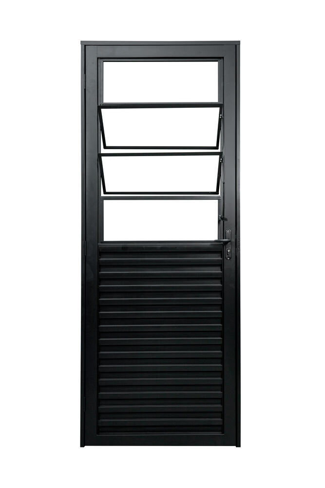 Porta de Abrir Alumínio 2,15M X 84CM R12 Basculante Standart Direita Preta CRV