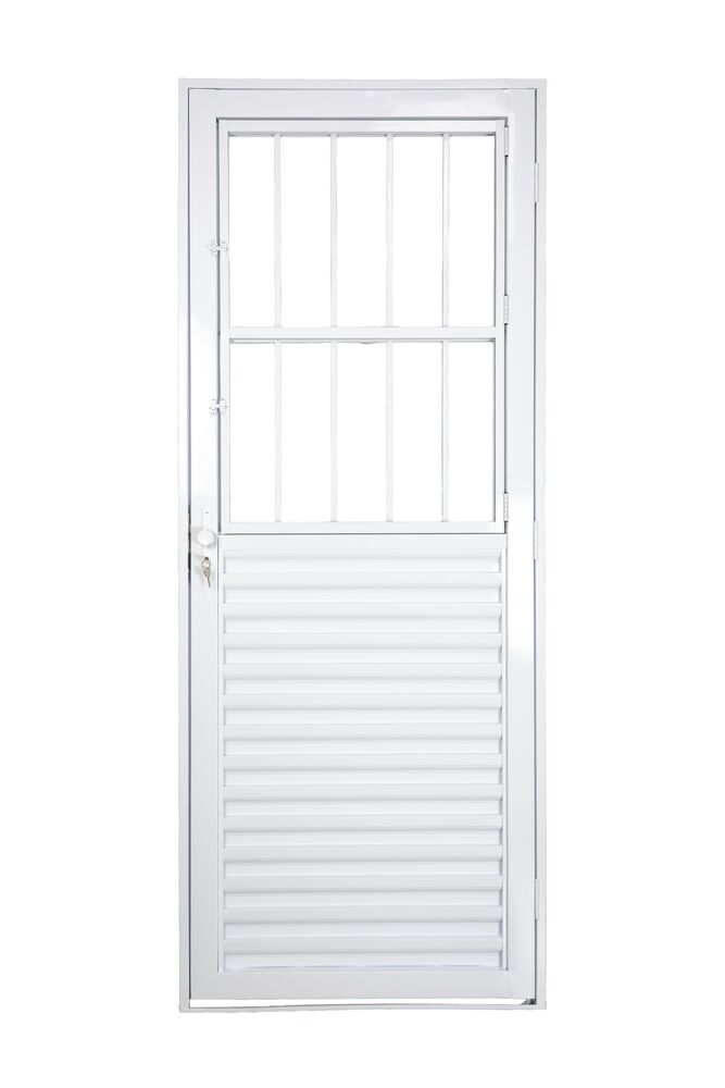 Porta de Abrir Alumínio 2,15M X 84CM R12 Postigo Standart Esquerda Branca CRV
