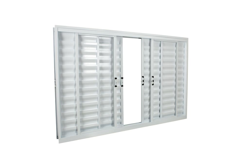 Janela Veneziana de Correr Alumínio 1,00M X 1,50M 6 Folhas Standart Branca CRV
