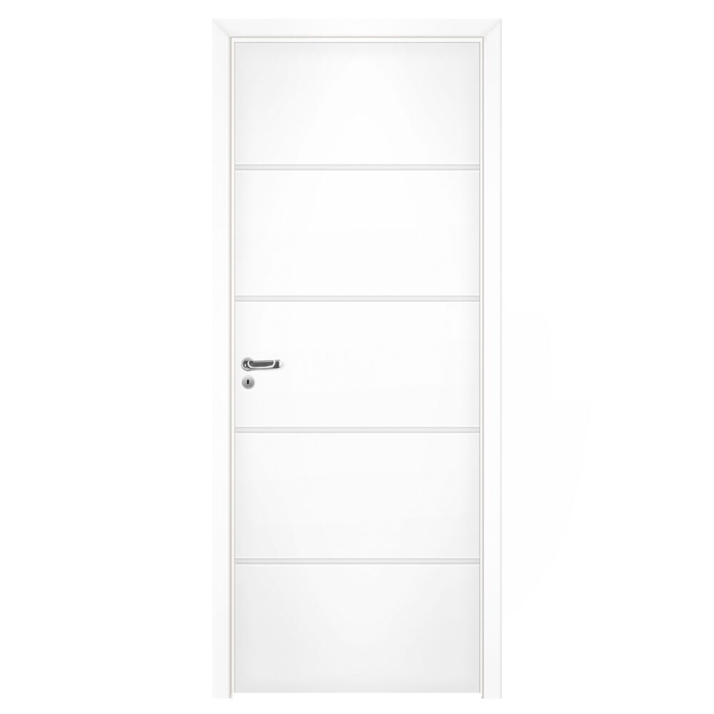 Kit Porta 2,10M X 80CM M14 a M21 Direta e Esquerda UV Frisada Branca Interna Pinhal