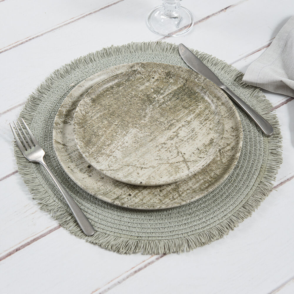 Kit Lugar Americano 38CM Lana Verde Salvia 2PCS Copa e Cia