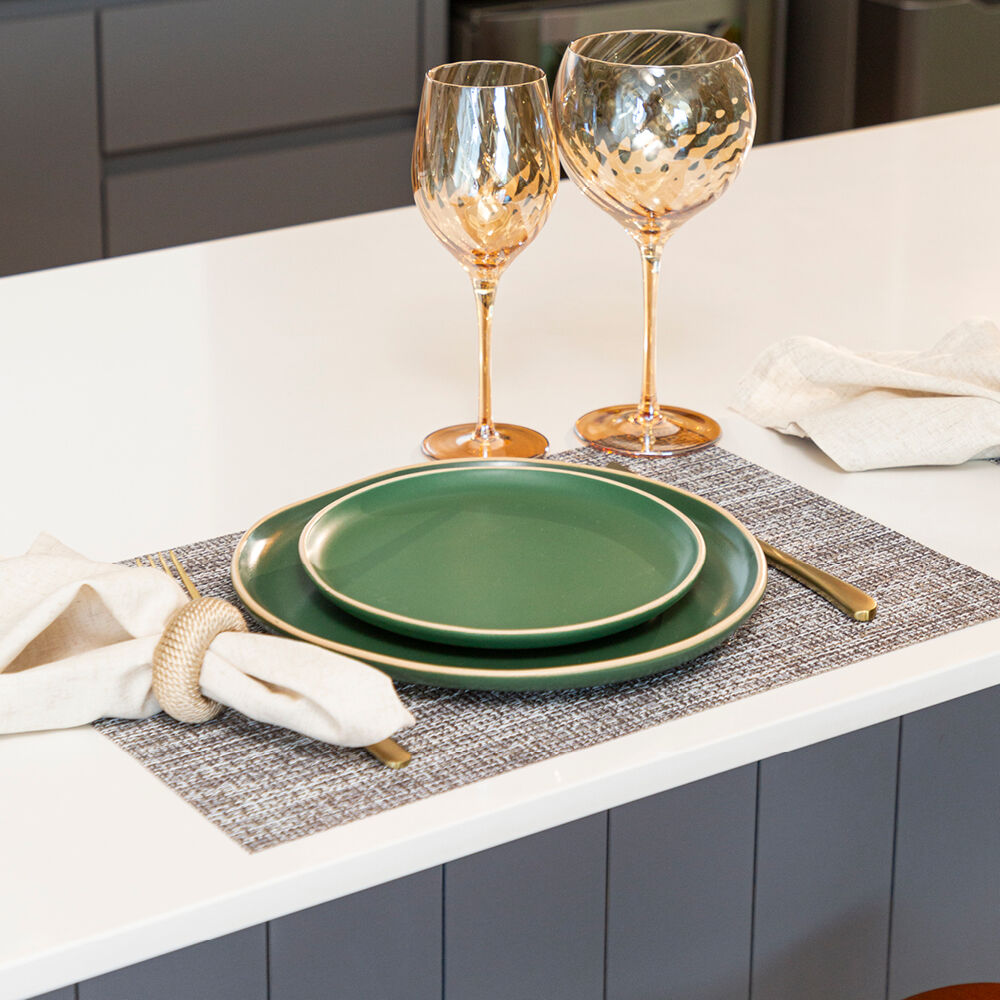 Kit Lugar Americano 30CM X 45CM Loom Cinza 2PCS Copa e Cia