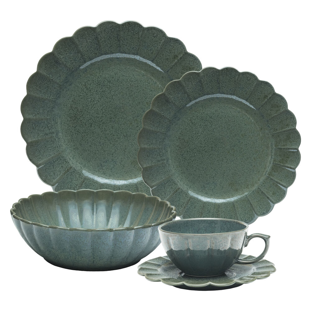 Jogo de Jantar Flora Azul 20 Peças Oxford