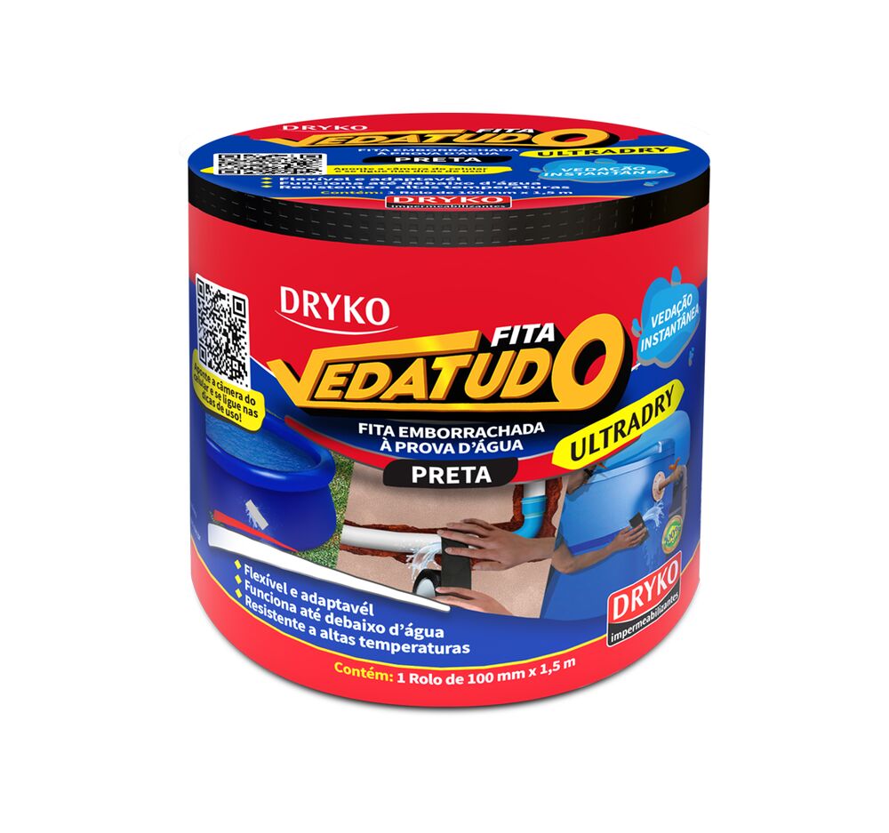 Fita Vedatudo Ultradry Preta 10CM X 1,5M Dryko