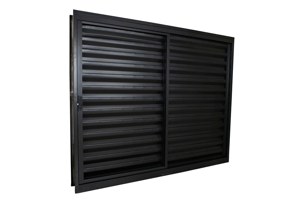Janela Veneziana de Correr Alumínio 1,00M X 1,20M 3 Folhas 1 Fixa Standart Preta CRV