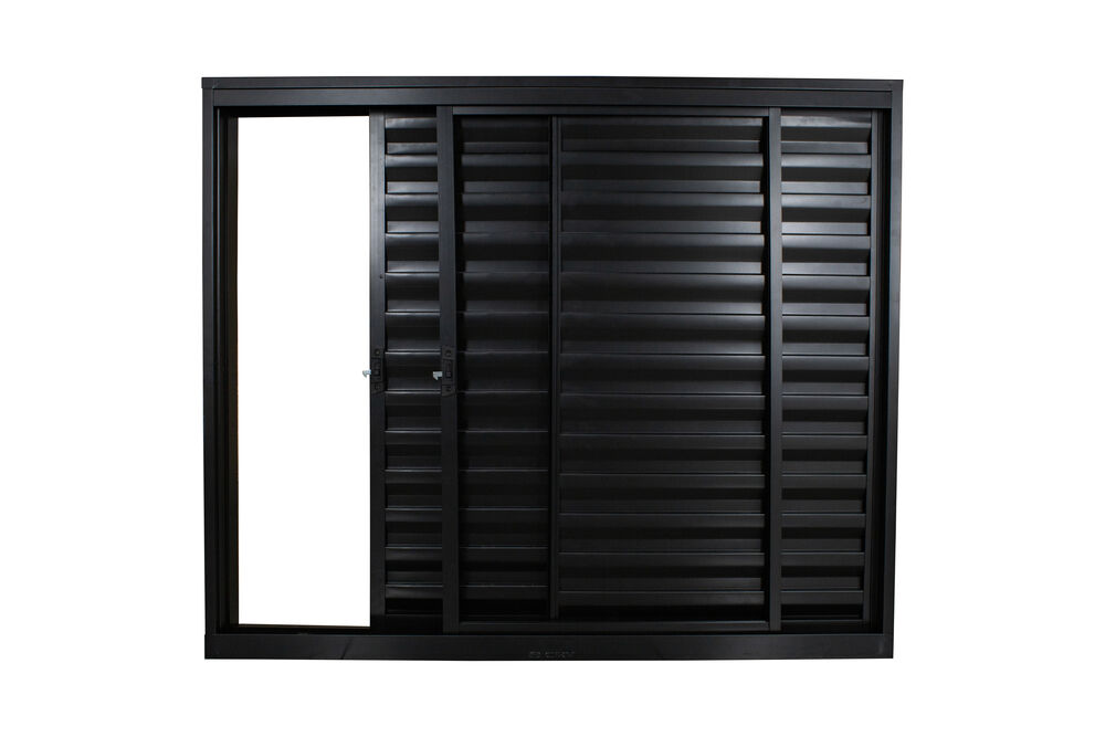 Janela Veneziana de Correr Alumínio 1,00M X 1,50M 3 Folhas 1 Fixa Standart Preta CRV