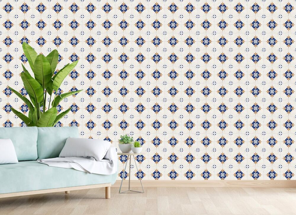 Tozzeto 15CM X 15CM Decorado Mate Pd15/428 Branco Azul Classe A Gabriella