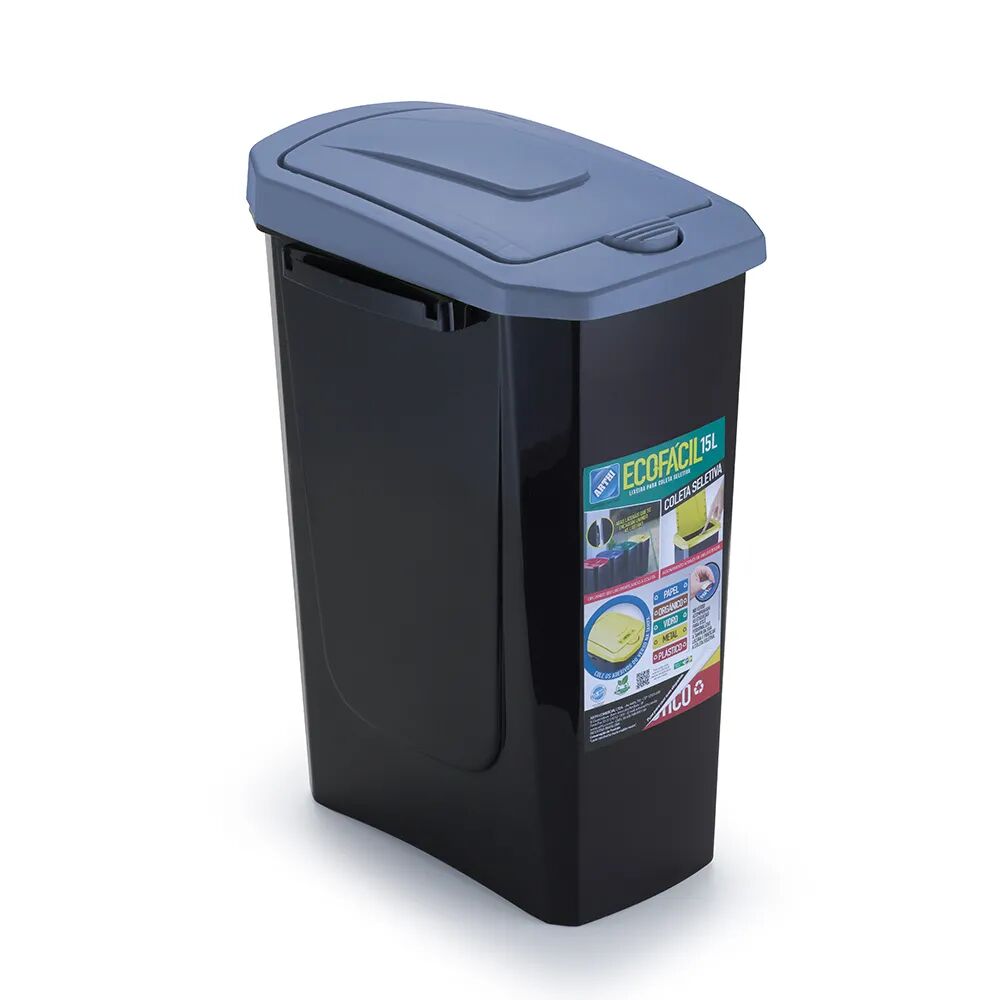 Lixeira com Tampa Ecofácil Black 15L Arthi