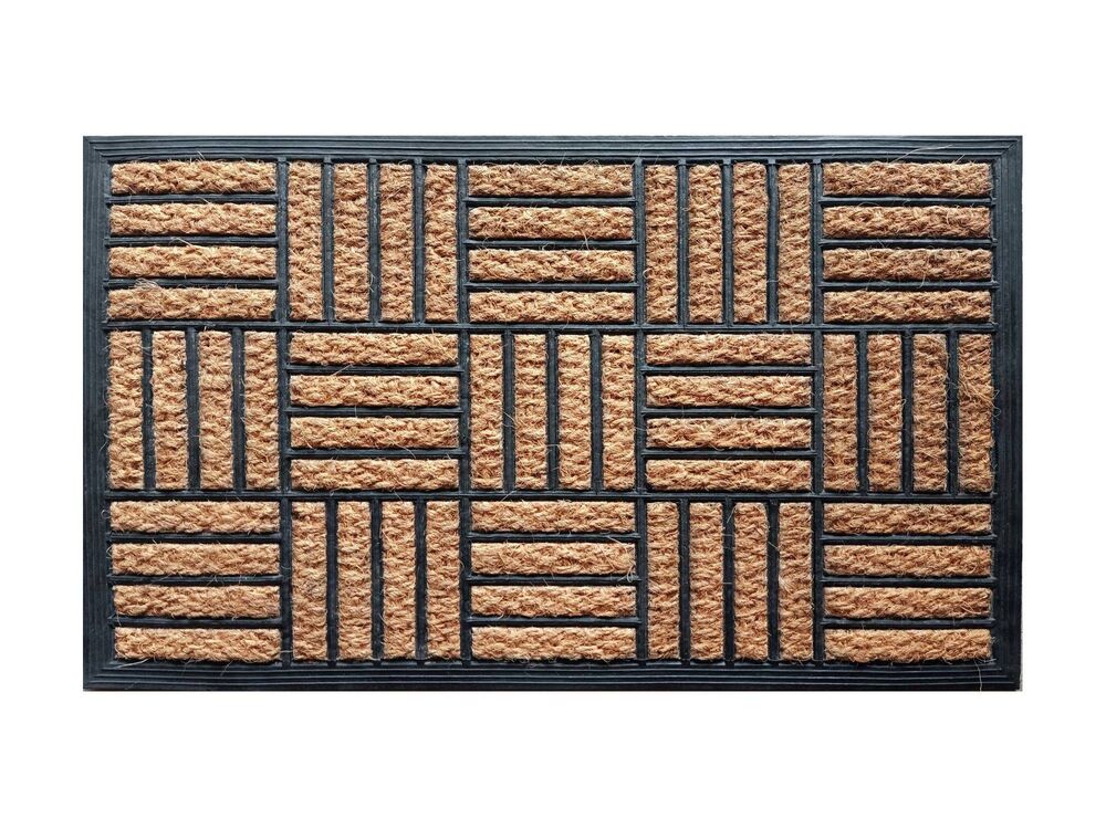Capacho Fibra de Coco Quadrados Preto e Bege 45x75cm Kapazi