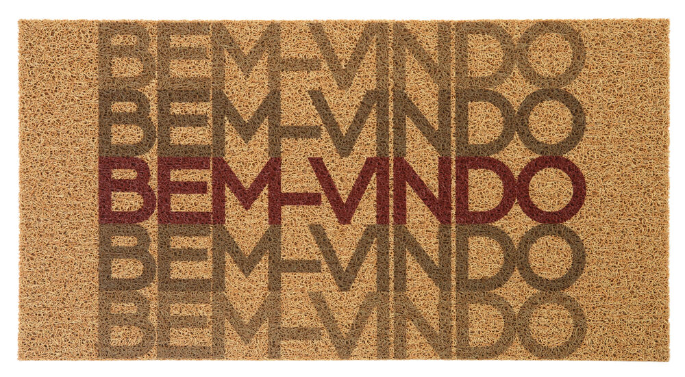 Capacho Vinil Bem-Vindo Degradê Bege 40x75cm Kapazi