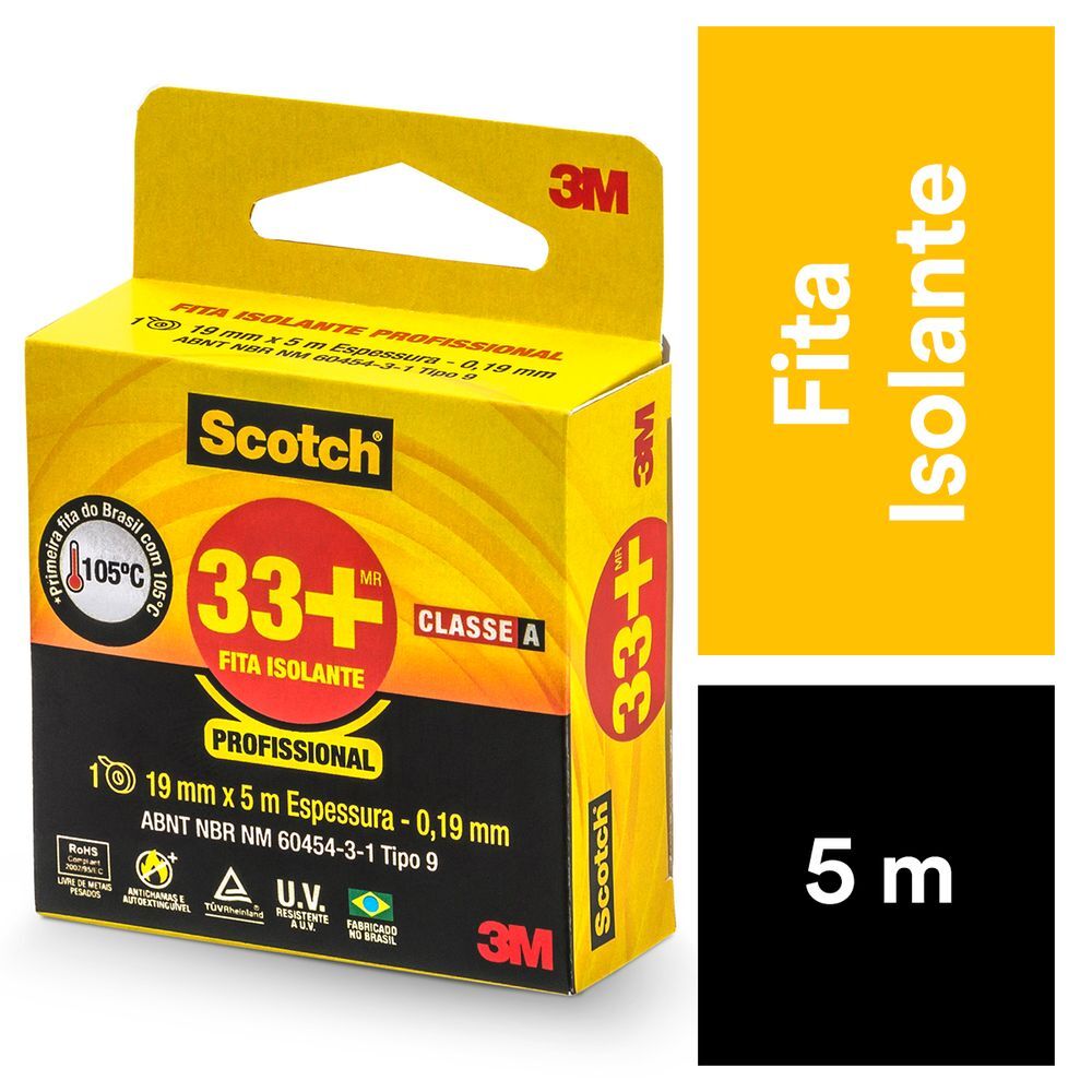 Fita Isolante 18mmx5m Preta 3M