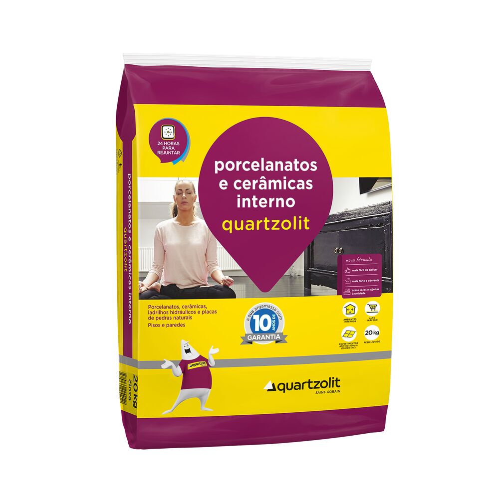 Argamassa Porcelanato Interno 20kg Cinza Quartzolit