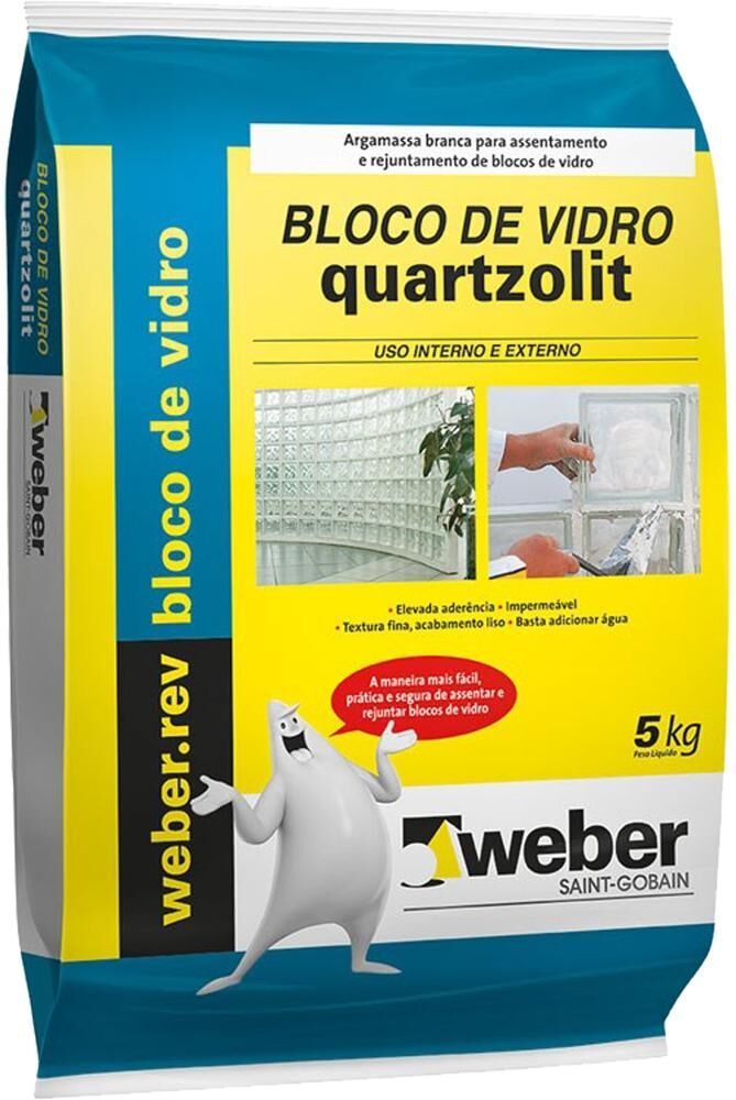 Argamassa Bloco de Vidro 5kg Branca Quartzolit