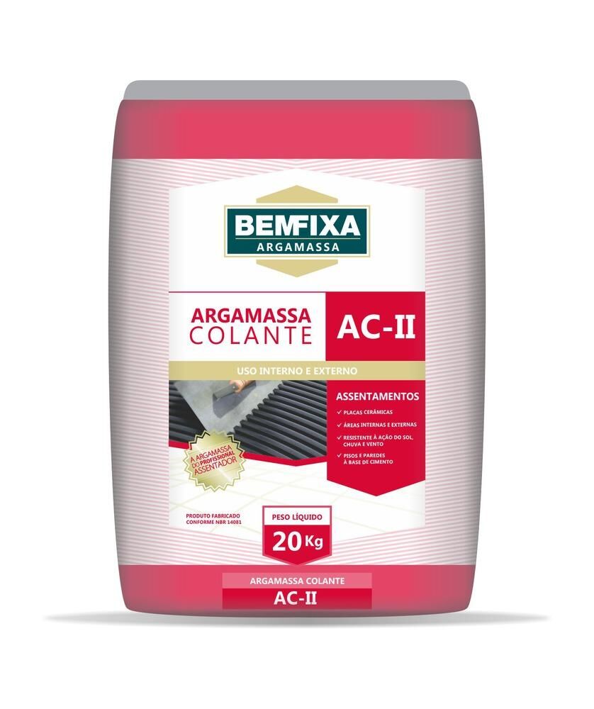 Argamassa AC2 Interno e Externo 20kg Cinza Bemfixa