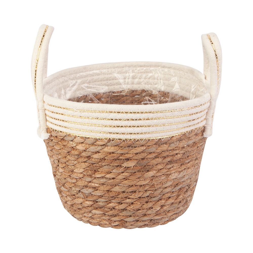 Cachepô Decorativo com Alça 20x20x17cm Natural Fascino