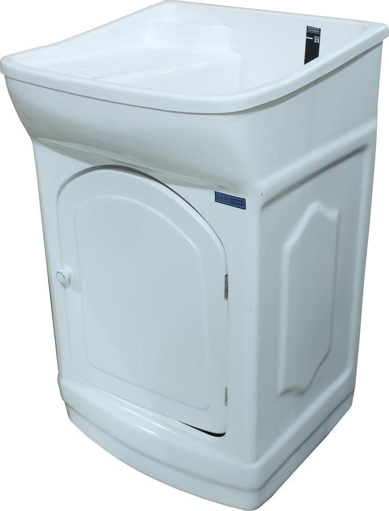 Tanque com Gabinete de Fibra 33L Esfregadeira Lateral Branco Hidrofama