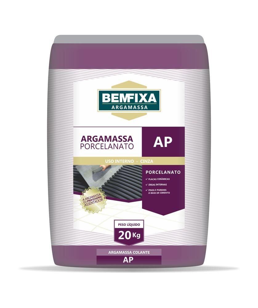 Argamassa Porcelanato Bemfixa 20kg Cinza