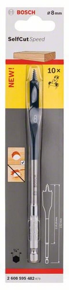 Broca Chata SelfCut Speed para Madeira e Materiais leves 8mm Bosch