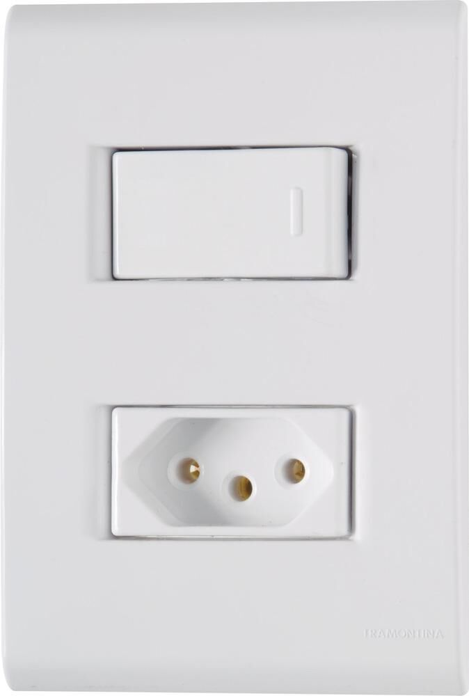 Conjunto Interruptor/Tomada Liz 1 Simples 1 2P+T Branco 10A Tramontina