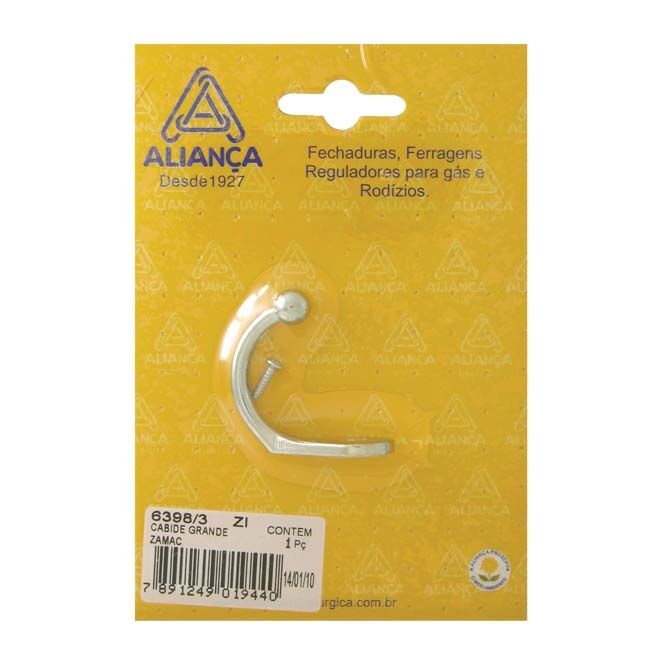 Cabide para Porta Simples Niquelado Aliança
