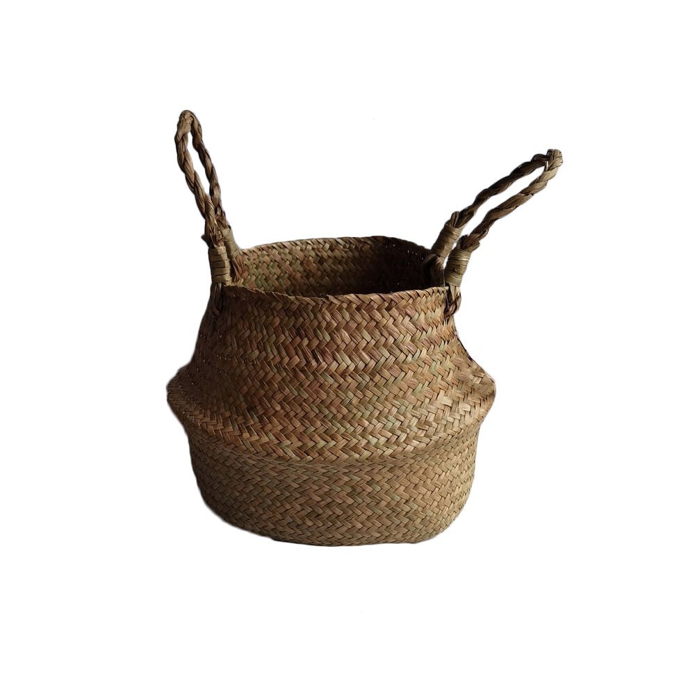 Cachepô Seagrass Com Alça 23x23x20cm Natural Fascino