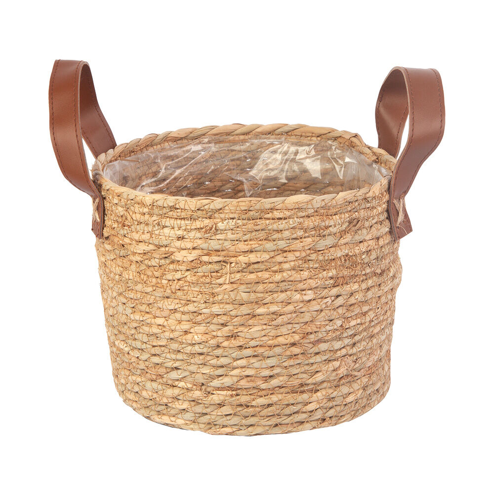 Cachepô Corino Com Alça 20x20x17cm Natural Fascino